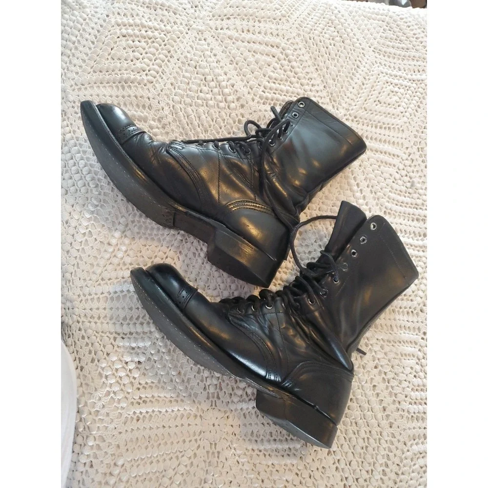 Vtg Corcoran 1500 Jump Boots 9 D black combat military made‎ in USA cap toe